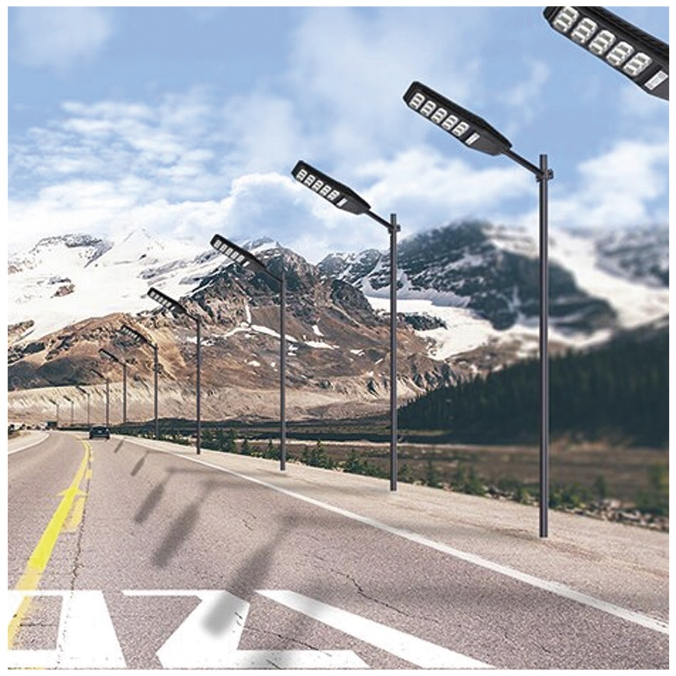 Iluminación solar en carretera